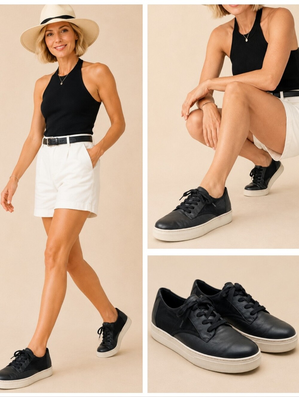 Eileen Fisher Koi Black Leather Mesh Lace Up Sneakers 8.5  S4210